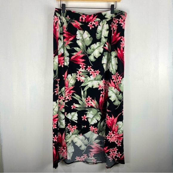 Chico's Paper Whites Tulip High Low Soft‎ Stretch Jersey Knit Maxi Skirt 2 (NWT) - Picture 1 of 5
